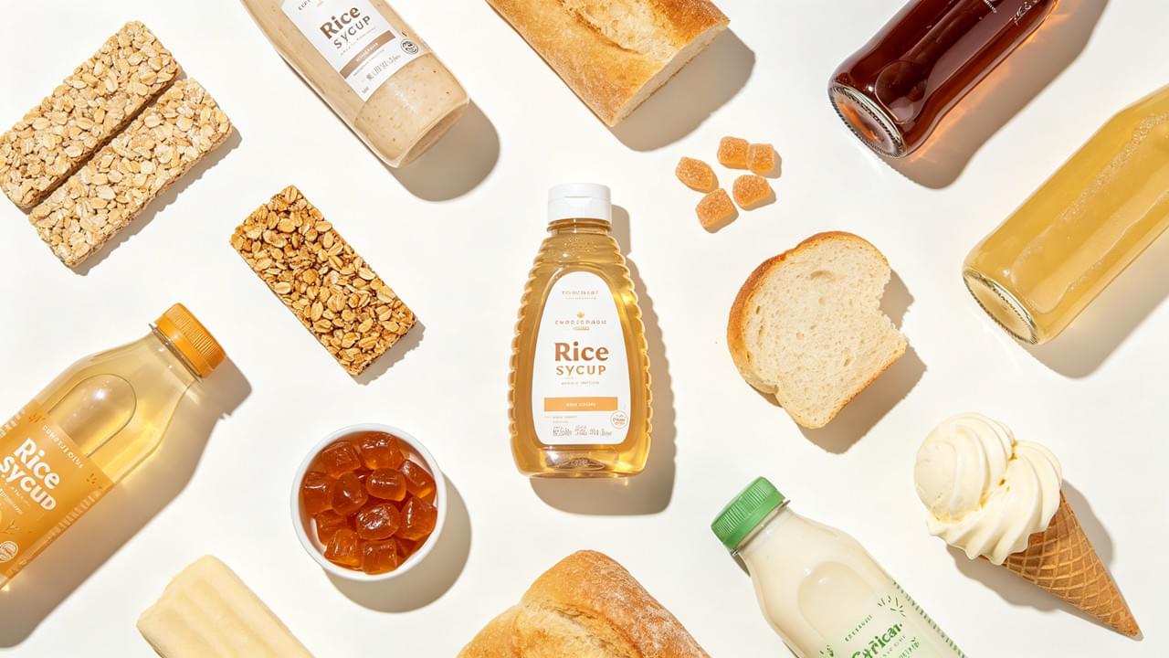 Rice syrup applications across food industry showing confectionery bakery beverage and dairy products