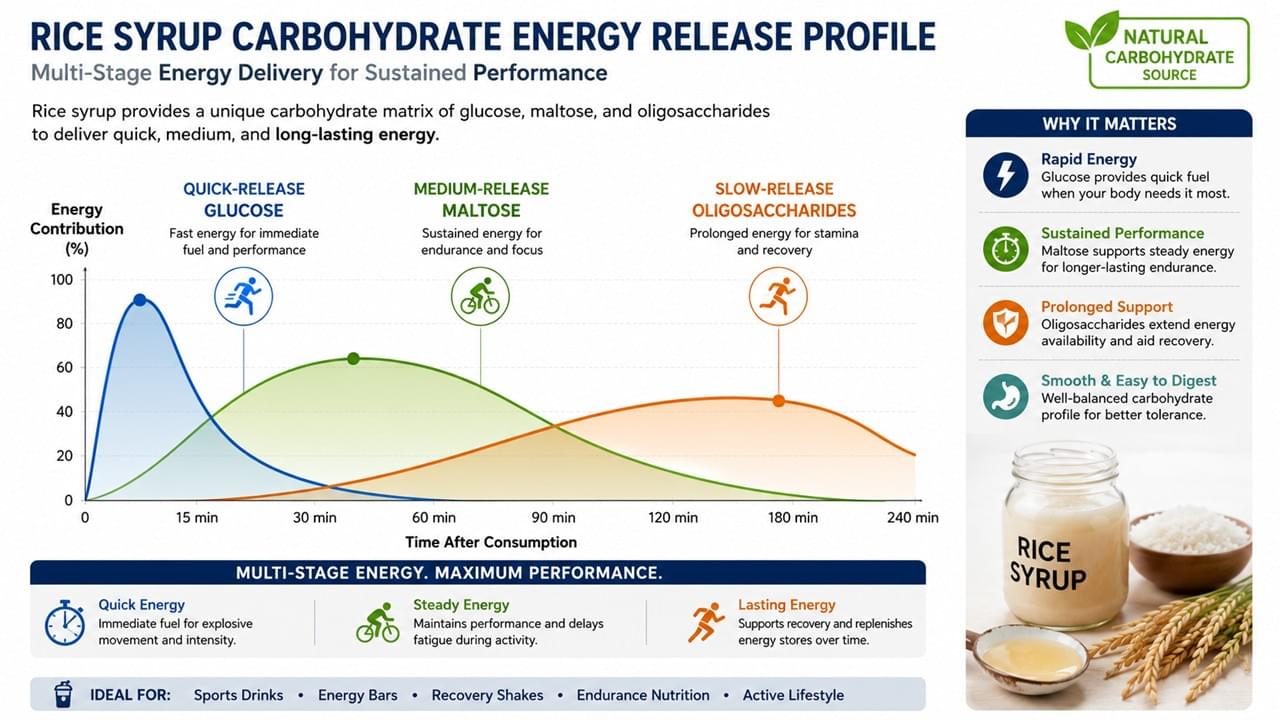 🍯 7 Powerful Rice Syrup Functional Foods Applications Driving Health Food Innovation 1 Rice syrup multi-stage carbohydrate energy release profile for sports nutrition applications