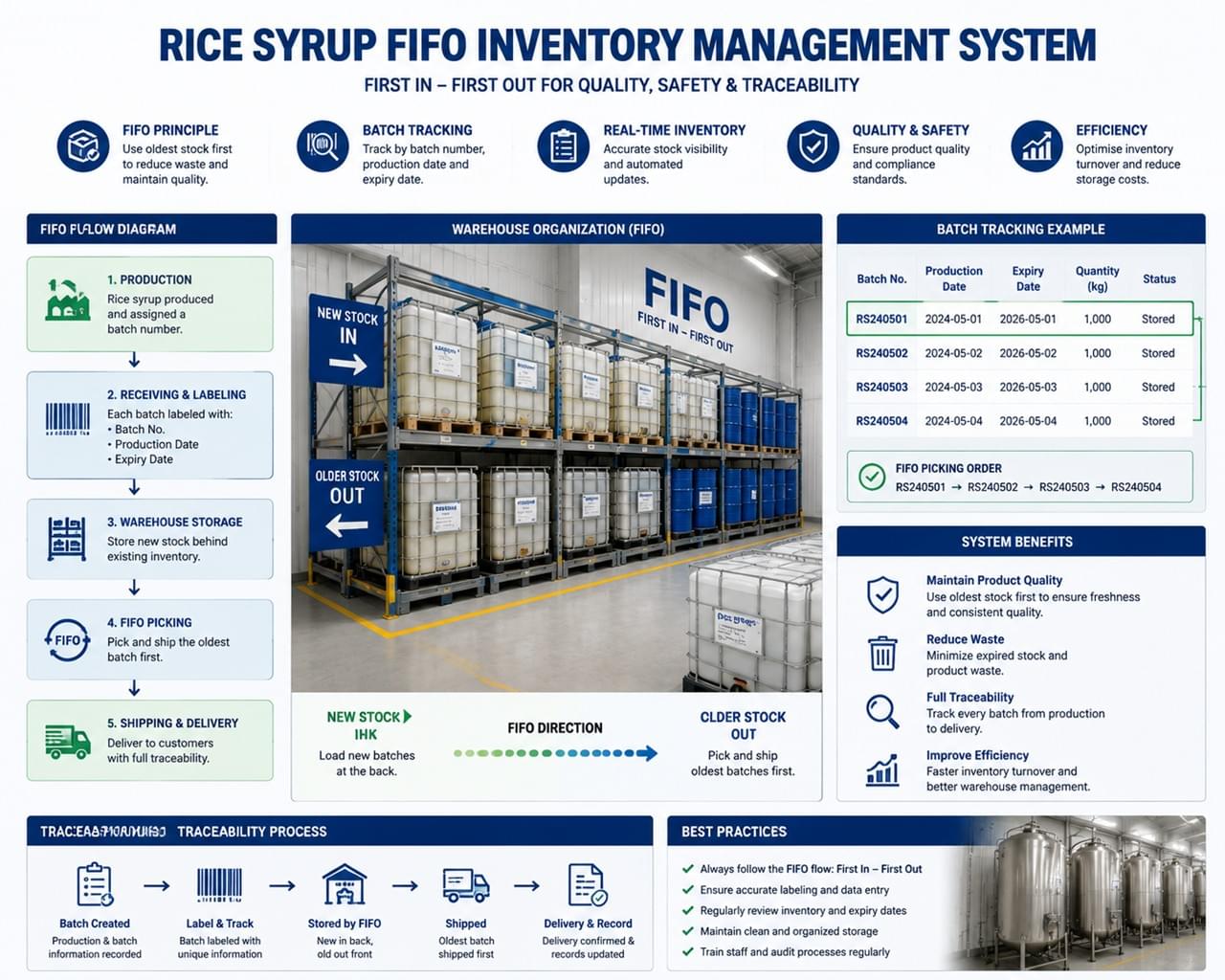 9 Rice Syrup Storage Secrets That Keep Quality Fresh & Extend Shelf Life 2 Rice Syrup FIFO Inventory Management