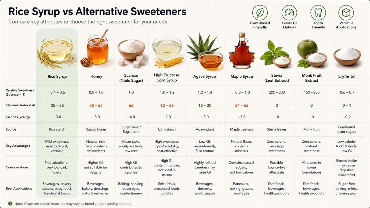 Rice Syrup vs Alternative Sweeteners: 8 Clean-Label Wins Every Food Manufacturer Should Know 2 Sweetener Selection Decision Matrix