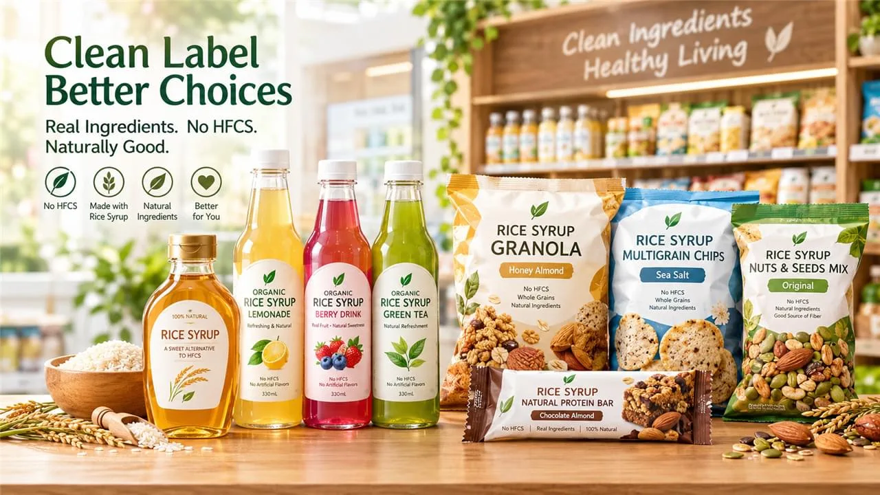 Clean label food products reformulated from HFCS to natural rice syrup sweetener