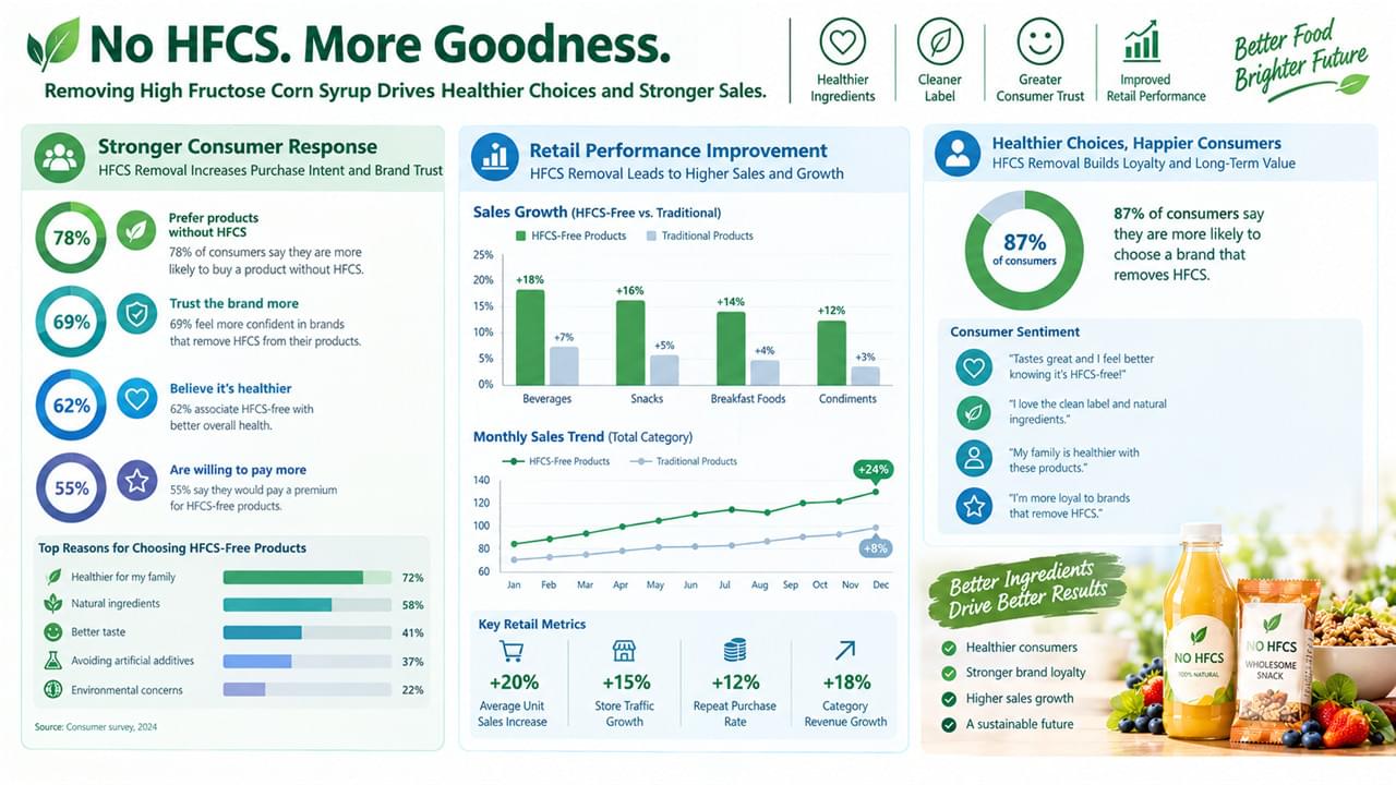 Rice Syrup vs HFCS: 7 Smart Reasons Reformulators Are Switching Sides 2 Consumer research data showing sales increase after HFCS to rice syrup reformulation