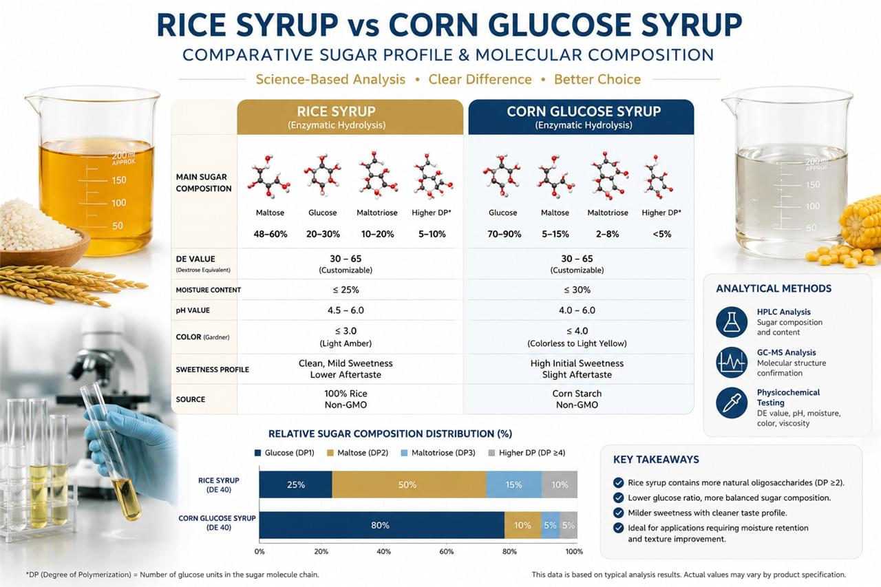 Rice Syrup vs Glucose Syrup: 6 Facts That Make the Choice Easy 1 Rice syrup vs corn glucose syrup sugar profile comparison scientific chart