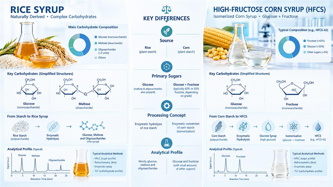 Rice Syrup vs HFCS: 7 Smart Reasons Reformulators Are Switching Sides 1 Rice syrup vs HFCS technical comparison showing fructose-free and clean label advantages