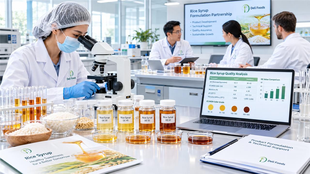 Wuhu Deli Foods Rice Syrup: 6 Reasons Leading Brands Keep Coming Back 2 Wuhu Deli Foods technical team supporting food manufacturer with rice syrup formulation