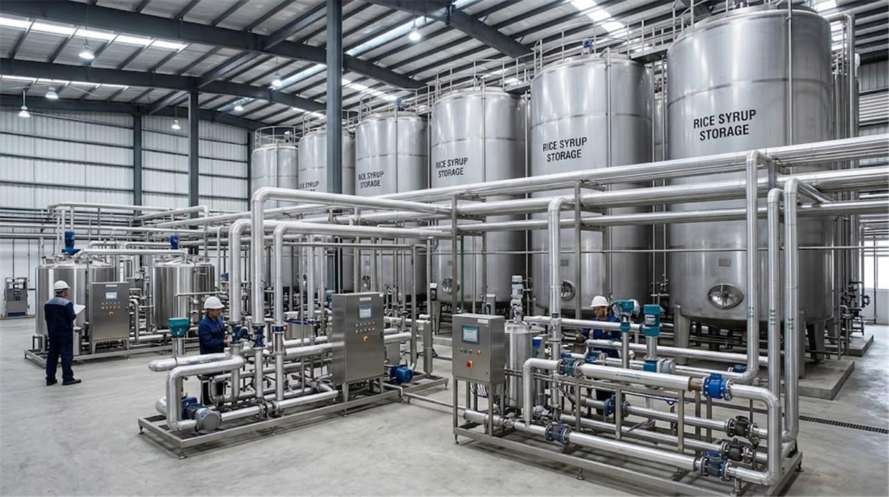 Rice Syrup Technical Specifications: 8 Parameters That Make or Break Your Formula 2 Industrial rice syrup storage tanks and processing equipment in food manufacturing facility