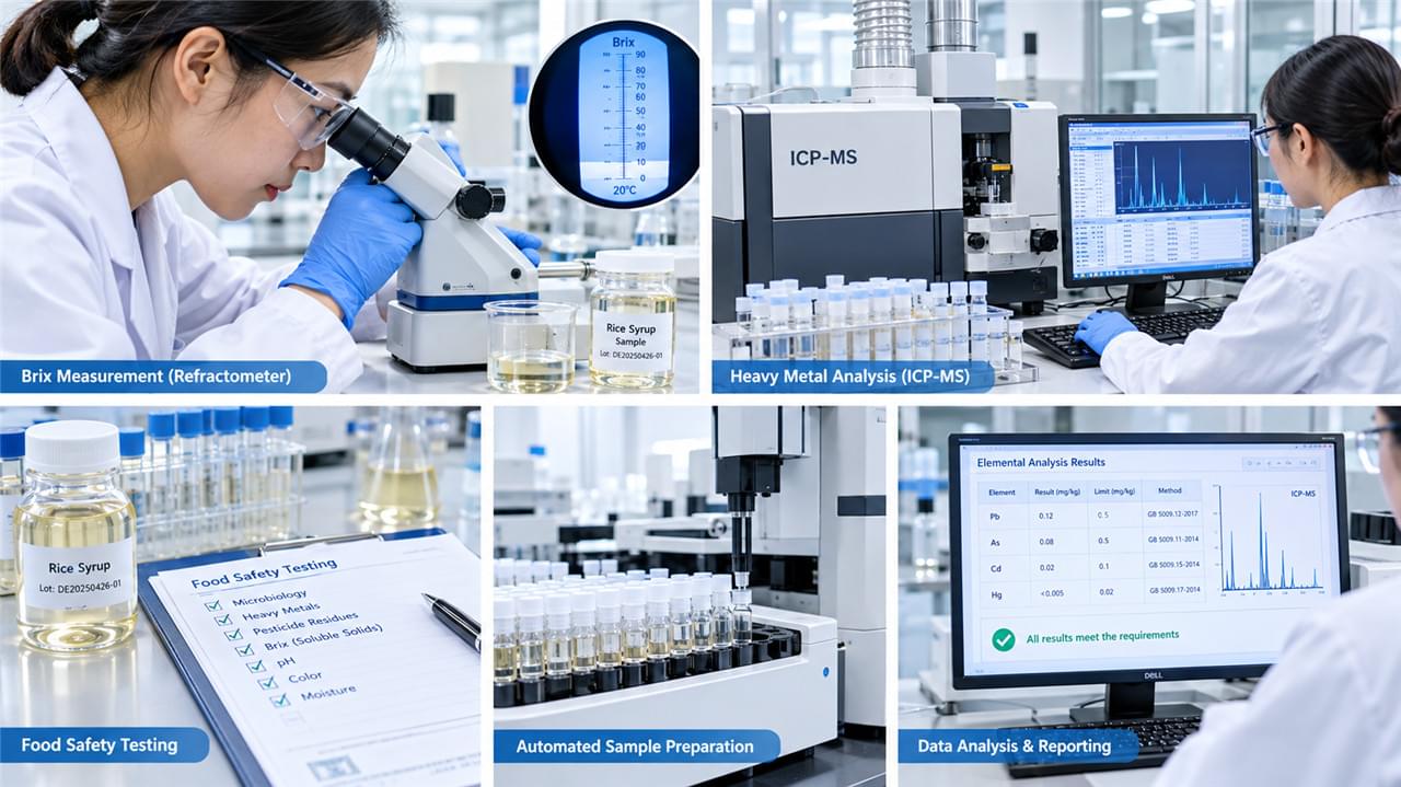 Rice Syrup Certificate of Analysis: 5 Red Flags Every Buyer Should Catch Before Signing Off 2 Laboratory quality testing rice syrup samples for COA parameter verification